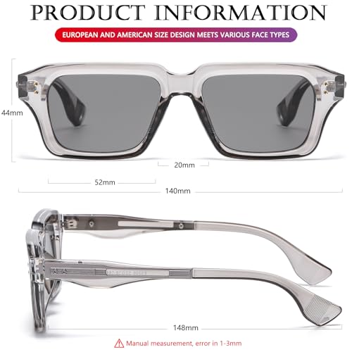 Image of AIEYEZO Rectangle Sunglasses for Men Women Fashion Square Frame Sun Glasses 90's Retro Designer Shades