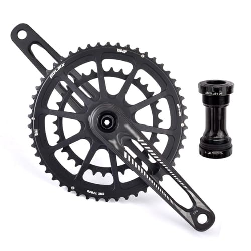 Road Bike Crankset 170mm Hollow Integrated GXP Crank Set 50-34T/52-36T/53-39T Double Chainring Crankset for 7/8/9/10/11/12 Speed, with BSABB(53-39T)