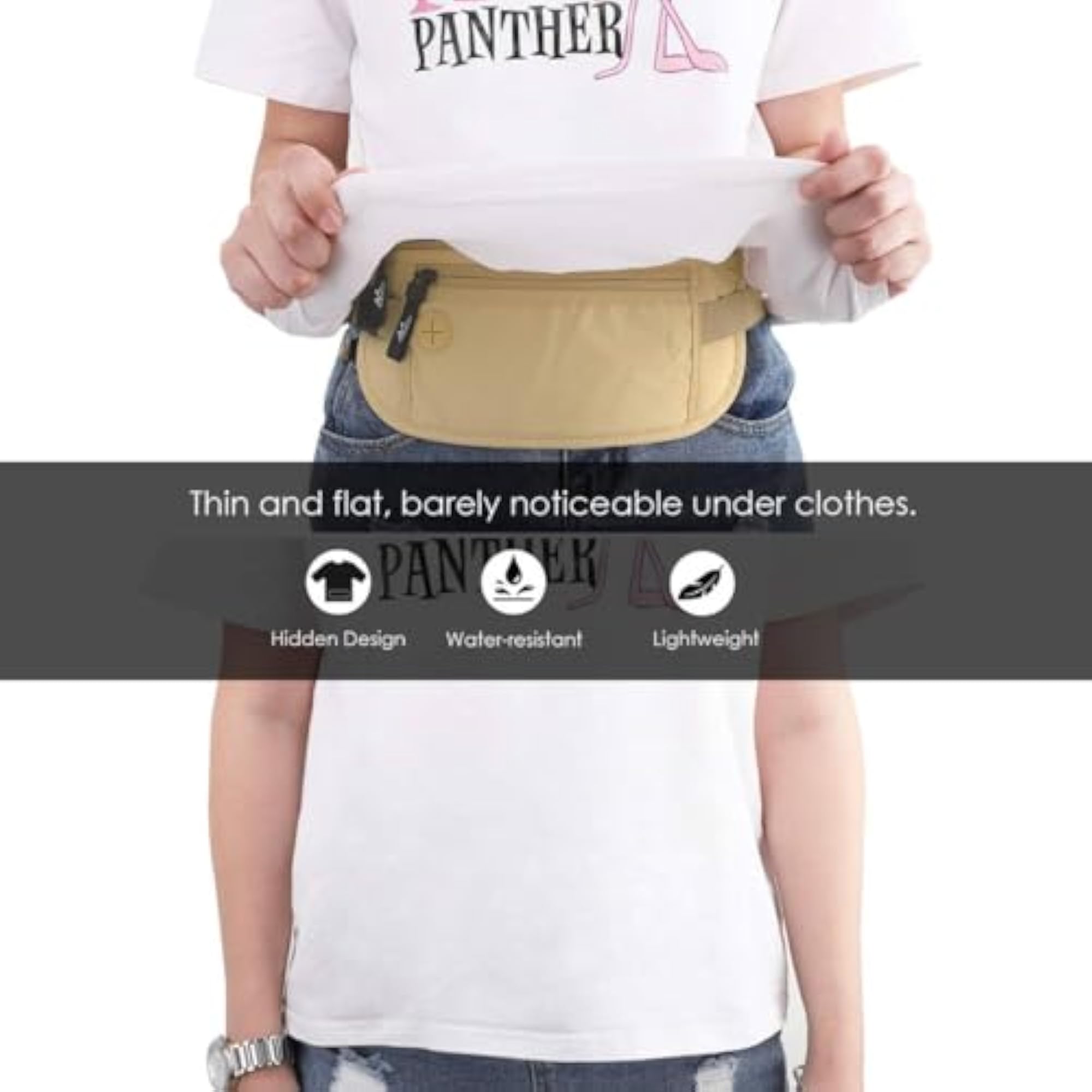 Secure Travel Money Belt, RFID Blocking Waist Pouch