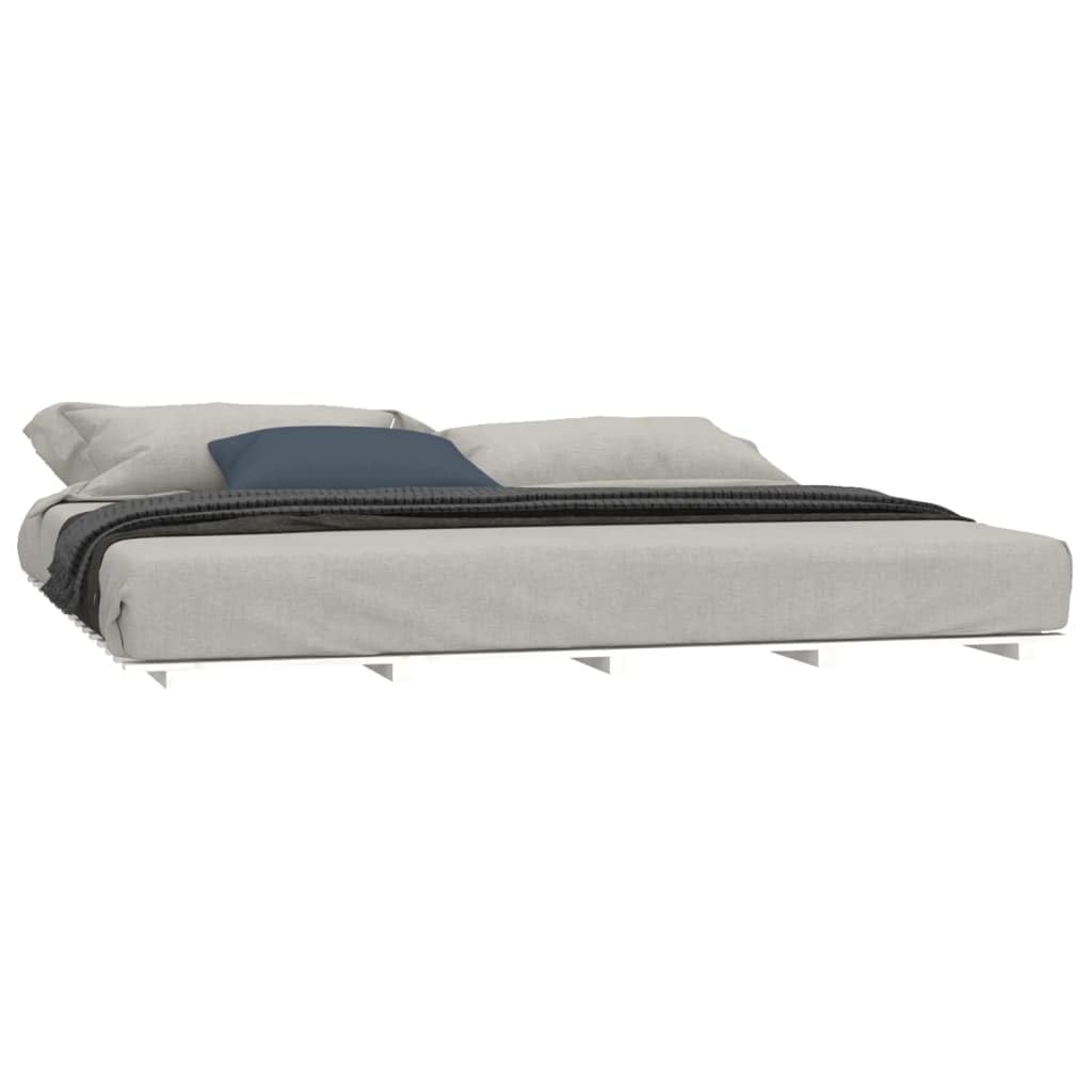 Letto tipo Montessori,Struttura letto ad altezza 5 cm per bambini e anziani,Giroletto Bianco 200 x 200 cm in Legno Massello di Pino Utilizzabile per Camera degli ospiti Appartamenti Albergo
