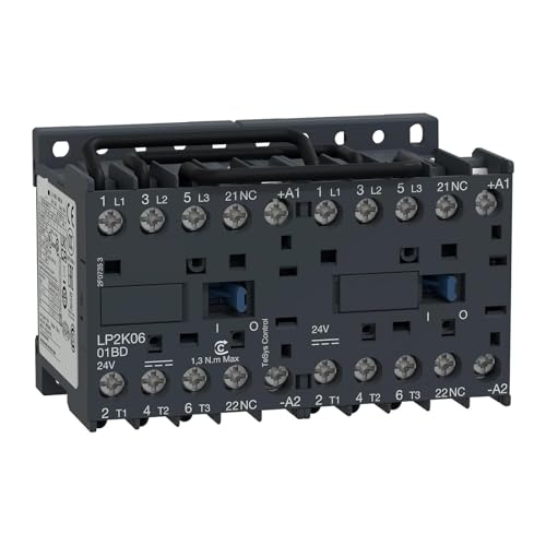 Contacteur inverseur LP2K1201BD tripolaire AC-3 12A bobine 24V CC contact auxiliaire intégré