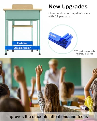 SEEBRIDER Bandas antiestresse para cadeiras de sala de aula, 4 peças de faixas de cadeira para crian
