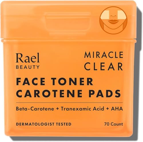 Rael Toner Pads – Cotton Pads for Face, Korean Skin Care, Dual Textured Facial Pad with Carotene, Niacinamide, Hyaluronic Acid, Hydrating, Vegan (70 Count)
