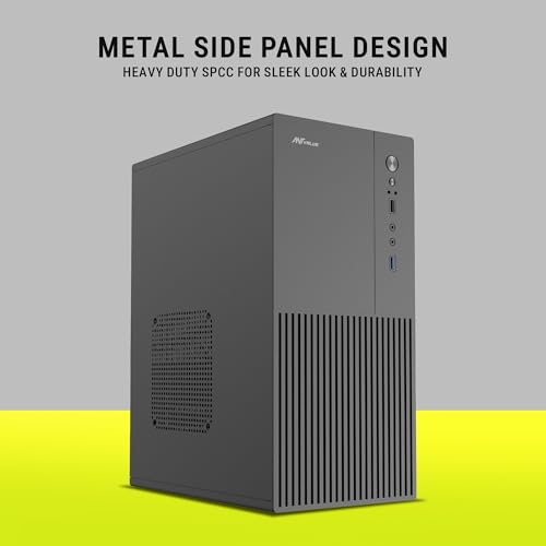 Image of Ant Value VM4P Mid-Tower Computer Case /Office Cabinet - Black | Support Micro ATX, ITX | Built-in 2X USB Ports and Pre-Installed Power Supply