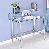 Glass Computer Desk, Modern Gaming Desks Table for Small Spaces, Glass Study Desk Computer Writing Desk Table Workstation for Home Office Desks Console Table (Desk Style 2)