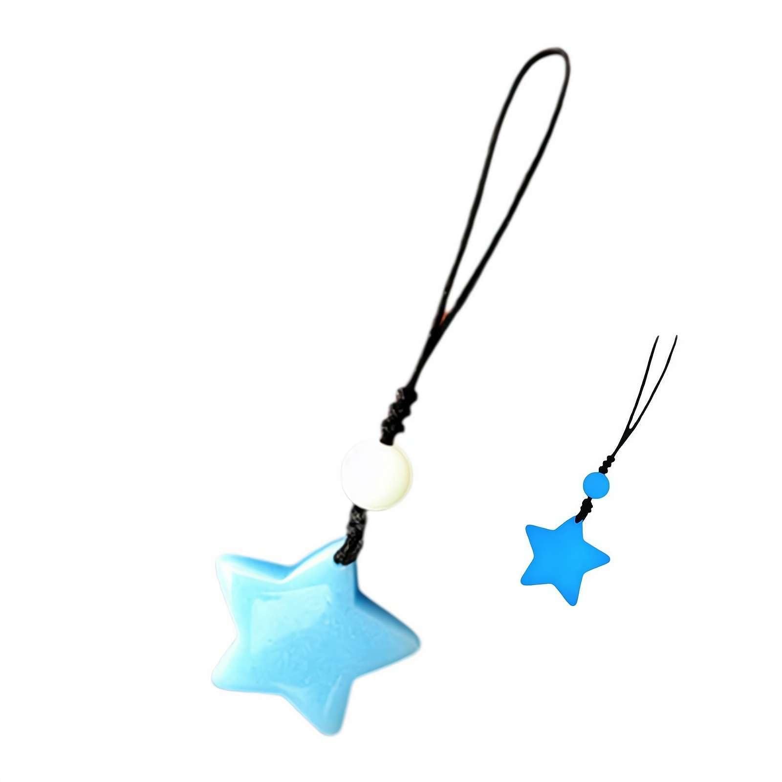 Pendentif étoile Phosphorescente Pour Téléphone - Porte-clés Lumineux, 24 Mm, Tissé Main, Jaune/bleu/rouge