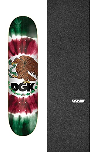 DGK Skateboards Coat of Arms Tie Dye Skateboard Deck - 8.06" x 31.875" with Jessup WS Die-Cut Black Griptape - Bundle of 2 Items