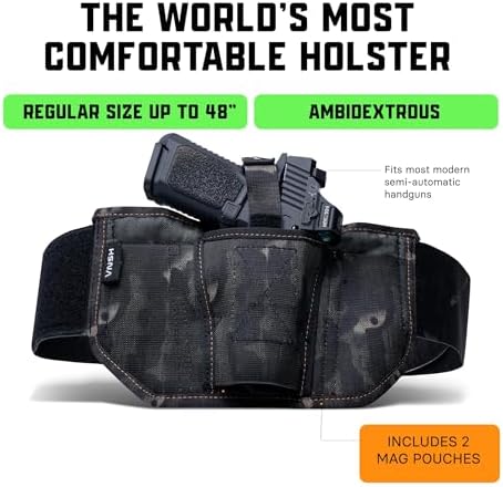 VNSH Belly Band Holster for Concealed Carry with 2 Built-in Mag Pouches Alternate view