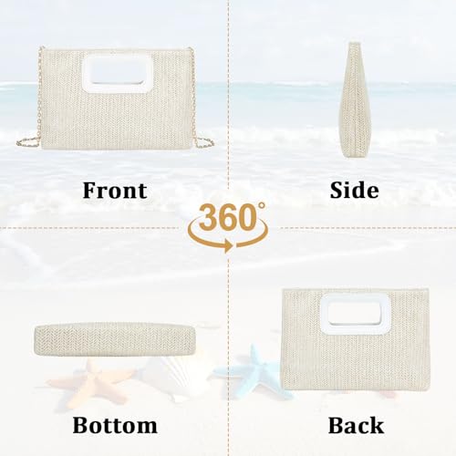 Gets Handwoven Rattan Top handle Bag for Women Bohemian Straw Tote Bag Crossbody Shoulder Bag Beach Large Carrying Handbag2
