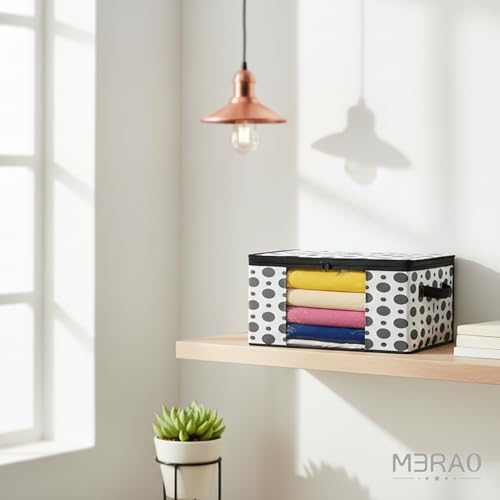 Image of Non-Woven Printed Saree Cover Set of 3 | Foldable Wardrobe Organizer with Transparent Window & Zipper