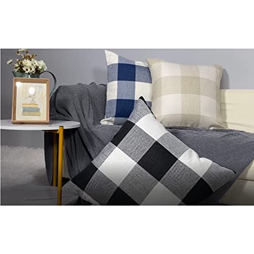 Vakado 22X22 Inch Set Of 2 Navy Blue White Buffalo Plaids Throw Pillow Covers Outdoor Farmhouse Retro Decorative Check Cushion Cases Home Decor For Couch Patio Porch Sofa Furniture, Dark Blue #TOP1