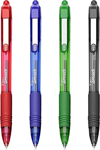 Zebra Z-Grip Smooth - Retractable Ballpoint Pen - Pack of 4 - Black, Blue, Red and Green