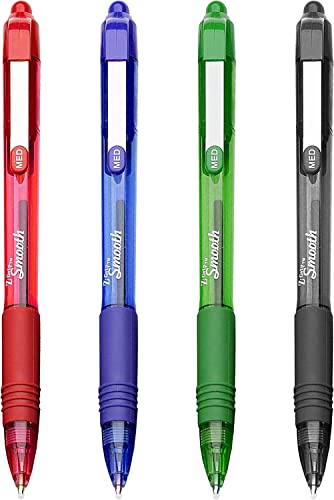 Zebra Z-Grip Smooth - Retractable Ballpoint Pen - Pack of 4 - Black, Blue, Red and Green