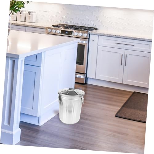 Caneca de basura metálica rectangular con tapa plateada miniatura 5