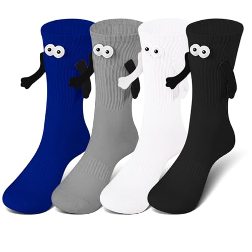 Photo de PYEUIFT 4 Pièces Chaussettes Aimantées Funny Holding Hands Socks À Aspiration Magnétique Chaussette Drôle Novelty Hand in Hand Friendship Socks, Big Eyes Magnet Socks for Lovers Friends Sisters(5)