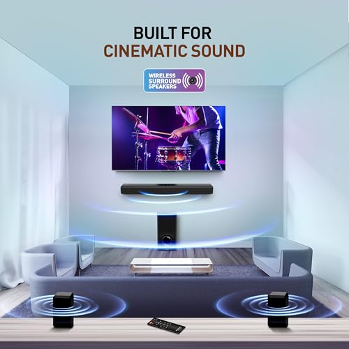 Image of Panasonic 600W 5.1 Ch Sound Bar with 3D Surround Sound Speaker System, Dolby Digital Plus Touch Control,BT 5.3, USB,HDMI ARC,Optical,Aux with Remote Control (SC-HTS600GWK, Black)