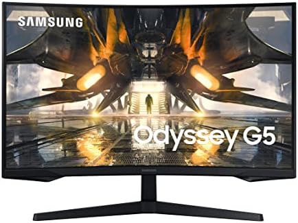 SAMSUNG 32" Odyssey G55A QHD 165Hz 1ms FreeSync Curved Gaming Monitor with HDR 10, Futuristic Design for Any Desktop (LS32AG550ENXZA)
