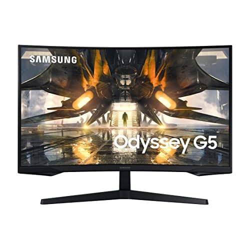 SAMSUNG 32" Odyssey G55A QHD 165Hz 1ms FreeSync Curved Gaming Monitor with HDR 10, Futuristic Design for Any Desktop, LS32AG550ENXZA