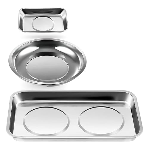 Pack Of 3 Parts Tray Set Stainless Steel Tool Tray Round Trays Square Trays For Screws Bolts