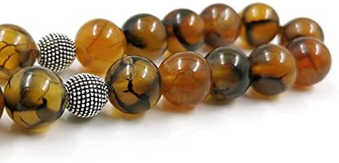 ALBASHAN Tasbih Natural Brown agates stone islamic rosary misbaha 33beads Metal tassels Arabic fashion bracelet Jewelry Accessories gift