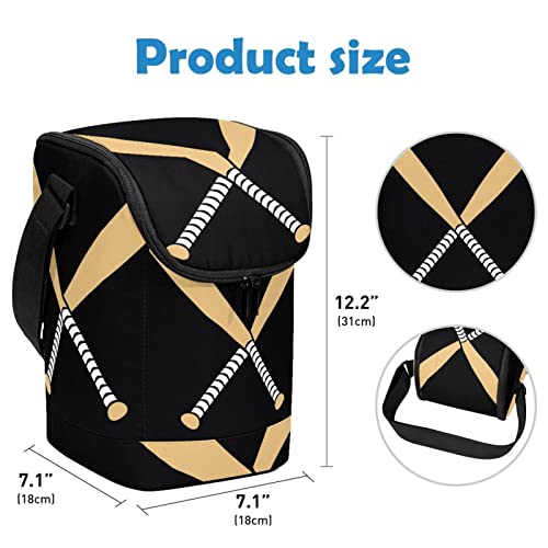 Lonchera térmica con fondo negro bolsa de almuerzo lavable e impermeable 4