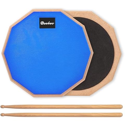 Deekec Drum Practice Pad 8 Inches for Drumming Silent Practice Drum Pad 2-Sided With 5A Drum Sticks (Blue) Cover