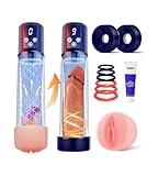 Penispumpe Vakuumpumpe für den Mann, 9 Saugstufen & 9 Trainingsmodi Penis Pumpe Sexspielzeug für Männer, 6 Ringen, Blau