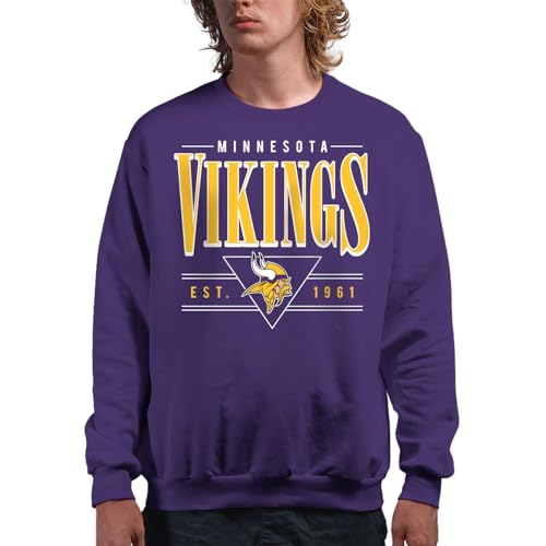 Junk Food NFL - Minnesota Vikings - Established Retro - Officially Licensed Adult Pullover Fleece Crew Neck for Men and Women
