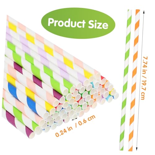 250 pitillos de papel decorativos a rayas para fiesta miniatura 2