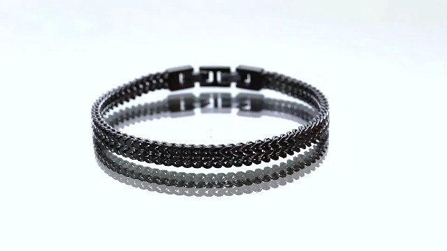 Pulsera de acero inoxidable para hombre Geoffrey Beene doble cadena Franco miniatura 6