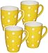 alles-meine.de GmbH 4 Stück _ Kaffeetassen / Henkeltassen - Punkte - GELB & weiß - groß - 300 ml - Keramik / Porzellan - Teetasse - Mikrowellengeeignet - Trinktasse mit Henke..