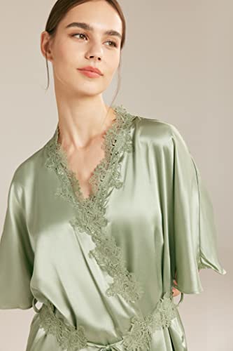 Aw Bridal Bridesmaid Robes Lace Satin Wedding Party Robes Short Silk Bathrobe Bridal Robes Sleepwear For Women, Sage Green M #TOP3