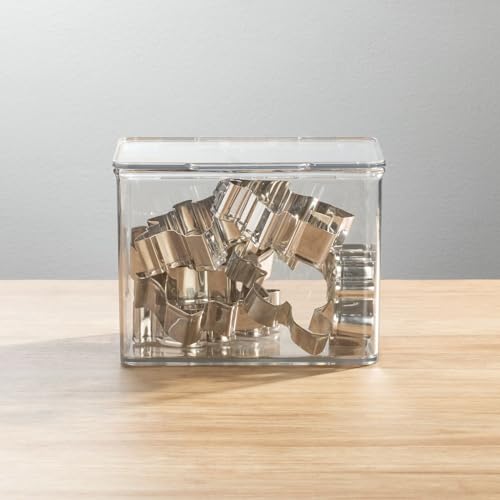 mDesign Plastic Kitchen Pantry and Fridge Storage Organizer Box Containers w/Hinged Lid for Shelves or Cabinets, Holds Food, Snacks, Seasoning, Condiments, Utensils, Lumiere Collection, 2 Pack, Clear - Image 3