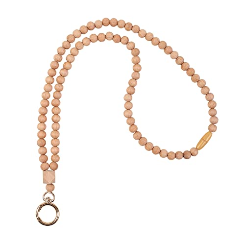 Smongdelis Wood Beaded Lanyards for Id Badges Holder, Teacher Breakaway Lanyard Boho Keychain Id Lanyard for Women