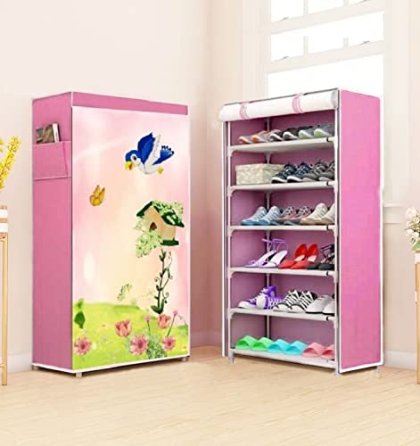 Image of CMerchants Carbon Steel 6 Layer Shoe Rack (Pink), 30x60x115 CM