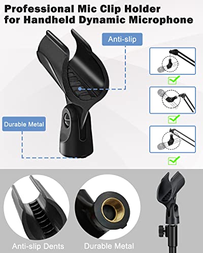 Mictop 2 Pack Desktop Mic Stand, Portable Foldable Tripod With Mic Clip Holder, Adjustable Microphone Stand For Dynamic Microphone. thumb #5