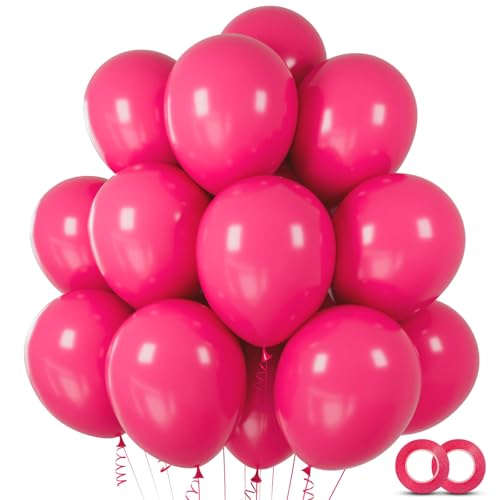 Image of Hot Pink Balloons 100 pcs 12 inch Thicken Latex Hot Pink Balloon Pink Round Helium Ballons for Birthday Wedding Valentines Anniversary Baby Shower Kids Party Decoration Supplies