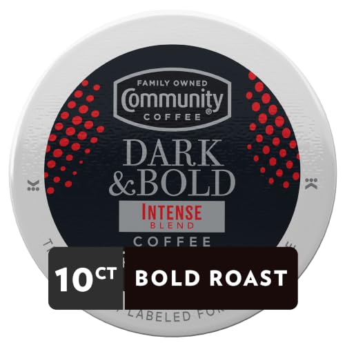 Image of Community Coffee Dark & Bold Intense Blend, Dark Roast Kcup Pods, 10 Count (Pack of 1)