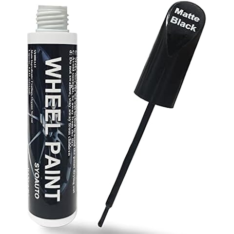 SYOAUTO Black Rim Touch Up Paint Rim Scratch Repair Pen Wheel Touch Up Paint Car Rim Paint Pen Universal Color Satin Matte Black Wheel Paint (Matte Black) Cover