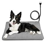 Heizkissen für Haustiere, geeignet für Katzen und Hunde, selbstregulierendes elektrisches Heizkissen, sichere Heizdecke mit bissfestem Kabel, Heizkissen für Hundebetten, Katzenbettenl-Grau 45*75cm