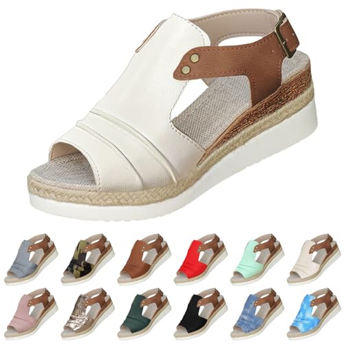 Summer Sandals for Women 2025 Platform Sandals Women Comfortable With Ankle Strap Casual Elastic Jeweled Bohemian Flats