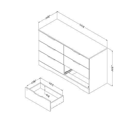 South Shore Holland 6-Drawer Double Dresser, Natural Walnut #TOP5