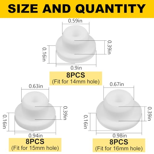 Image of 24Pcs Silicone Hole Plug Waterproof Plug Tube Plugs Soft Hole Plug White Bathtub Jet Covers 3 Sizes Fit for 14mm 15mm 16mm Bathtub Hole