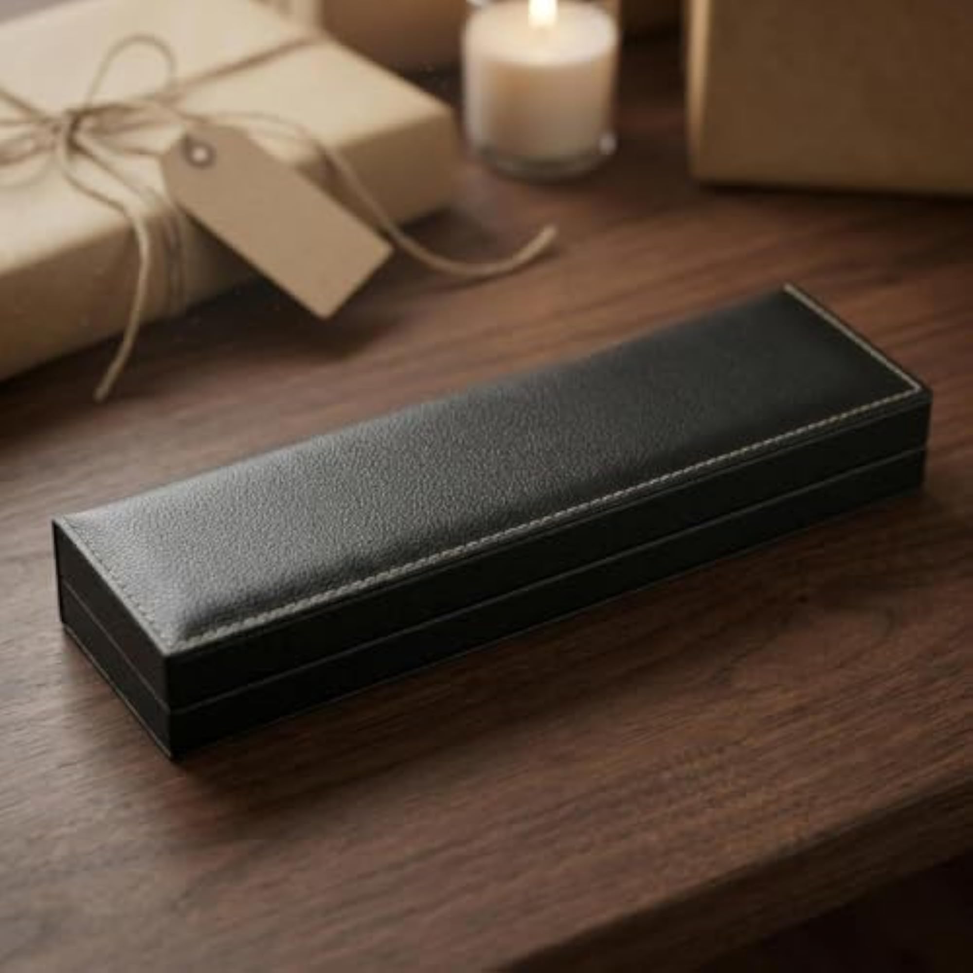 PU Leather Watch Box with Stitched Edge for Luxury Retail Packaging