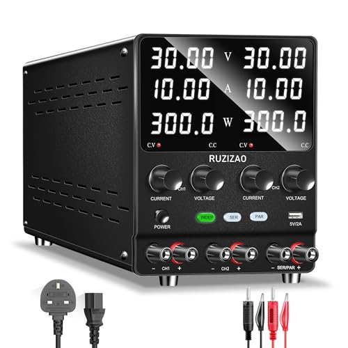 Image of RUZIZAO Dual Bench Power Supply 30V 10A, 600W Max Power Two 4-digit Voltage Current Power-Displays Series/parallel Conversion 30V 20A/60V 10A Encoder Adjustment HighPower Industrial DC Power Supply