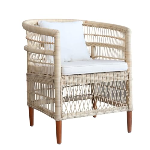 DIANXI Sofás Pequeños Sillón de ratán Puro Hecho a Mano, sillón Descanso for el jardín, hogar, balcón, Individual, recepción Creativo nórdico Sofá para Dormitorio