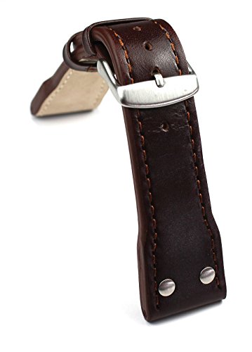 Bracelet de montre aviateur 24mm Sulla en cuir marron homme