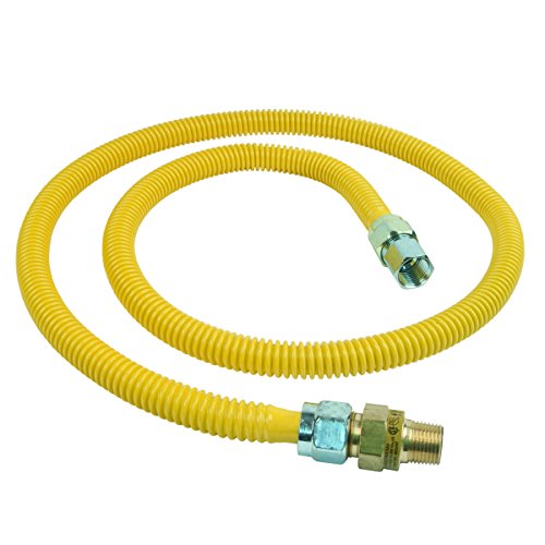 BrassCraft CSSC45E-60 P 1/2-Inch MIP EFV x 1/2-Inch FIP x 60-Inch Safety+PLUS Gas Appliance Connector, 5/8-Inch, OD 93,200 BTU