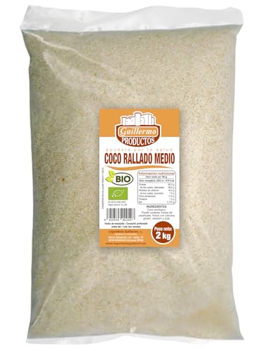 Guillermo | Coco rallado medio BIO - Bolsa 2kg. | 100% ecológico | Rico en fibra | Ayuda al fortalecimiento de los músculos y la regulación de la presión arterial