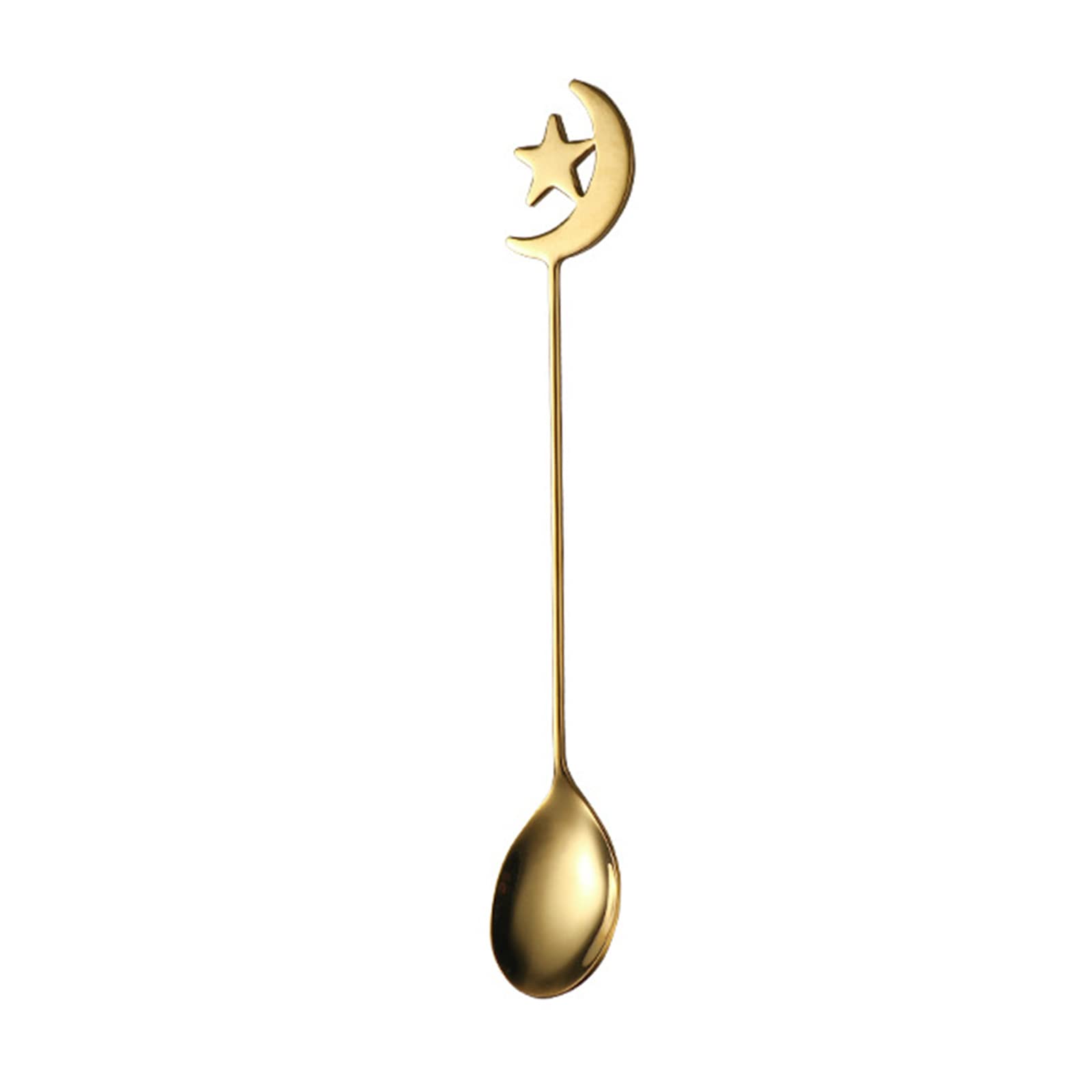 Yanboyi Gold-Xingyue Spoon /Star-Moon Dessert Fork Spoon Stainless Steel Stirring Spoons Fruit Salad Forks For Home,
